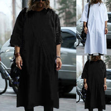 Load image into Gallery viewer, INCERUN Kurta Mens Dress T Shirts Short Sleeve Loose Kaftan Long Tee Jubba Muslim Arab Thobe Islamic Men Clothing Hombre Camisas